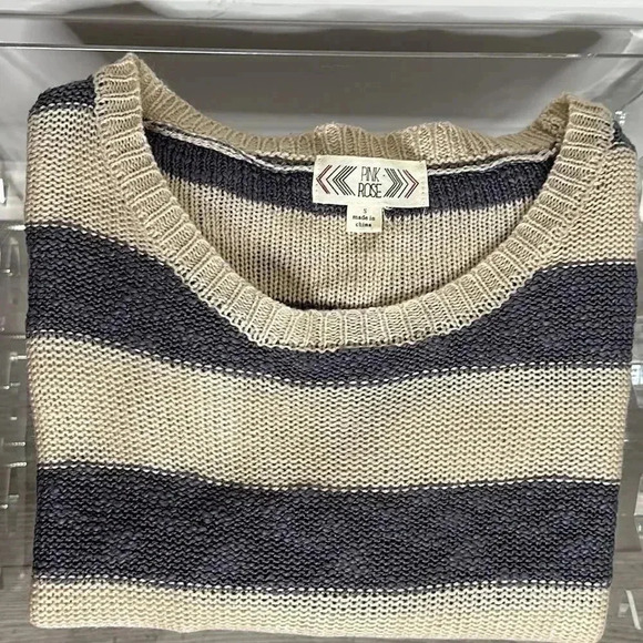 Pink Rose Gray Stripped Knit Sweater - Picture 8 of 8